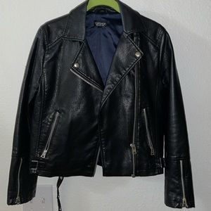 Topshop Black Leather Jacket - size 4